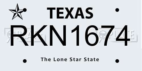 RKN1674 Texas License Plate