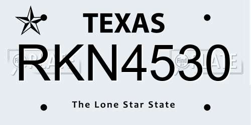 RKN4530 Texas License Plate