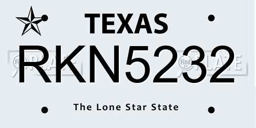RKN5232 Texas License Plate