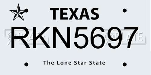 RKN5697 Texas License Plate