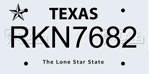 RKN7682 Texas License Plate