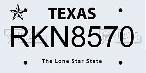 RKN8570 Texas License Plate