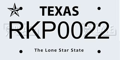RKP0022 Texas License Plate