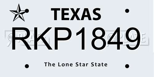 RKP1849 Texas License Plate