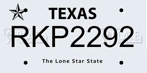 RKP2292 Texas License Plate