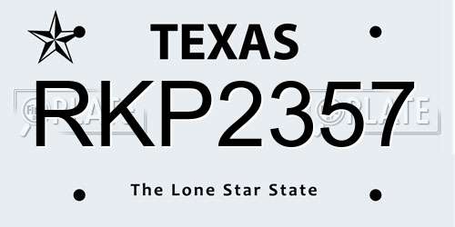 RKP2357 Texas License Plate
