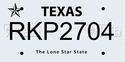 RKP2704 Texas License Plate