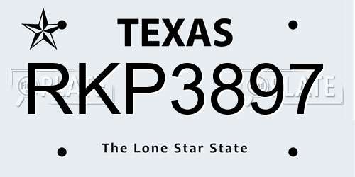 RKP3897 Texas License Plate
