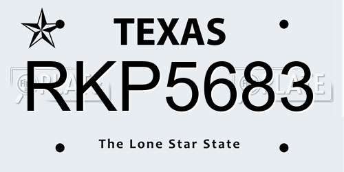 RKP5683 Texas License Plate