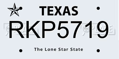 RKP5719 Texas License Plate