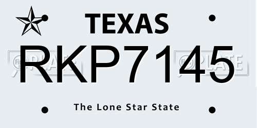 RKP7145 Texas License Plate