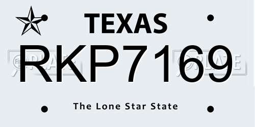 RKP7169 Texas License Plate