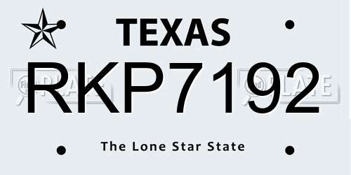RKP7192 Texas License Plate