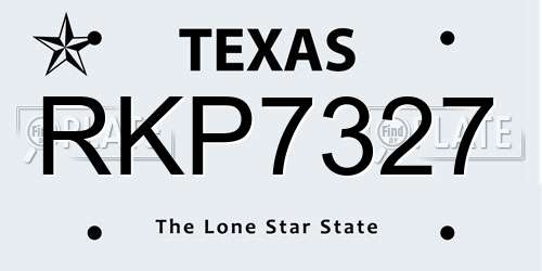 RKP7327 Texas License Plate