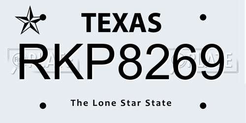 RKP8269 Texas License Plate