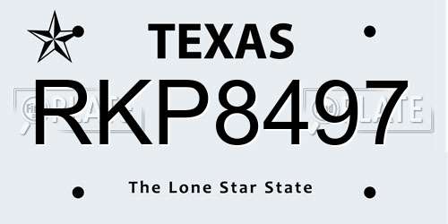 RKP8497 Texas License Plate