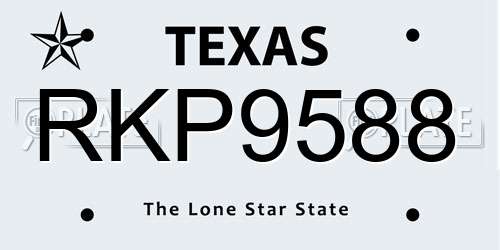 RKP9588 Texas License Plate