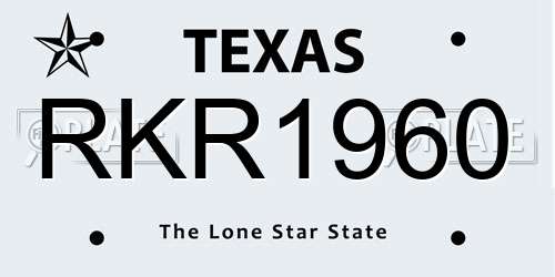 RKR1960 Texas License Plate