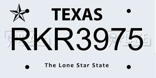 RKR3975 Texas License Plate