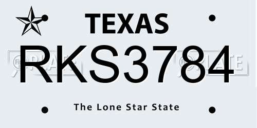 RKS3784 Texas License Plate