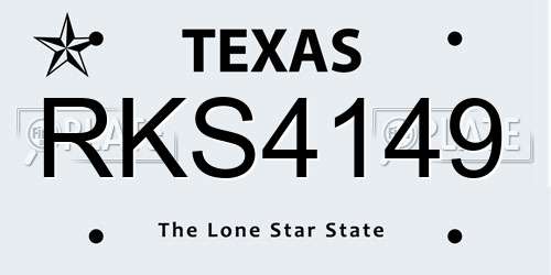 RKS4149 Texas License Plate