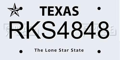 RKS4848 Texas License Plate