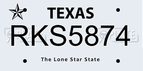 RKS5874 Texas License Plate