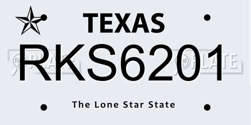 RKS6201 Texas License Plate