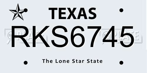 RKS6745 Texas License Plate