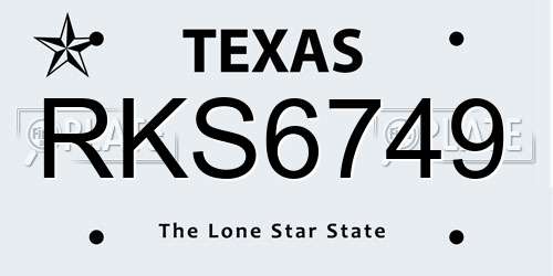 RKS6749 Texas License Plate