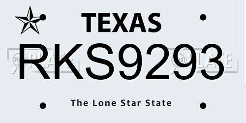RKS9293 Texas License Plate