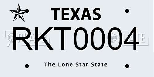 RKT0004 Texas License Plate