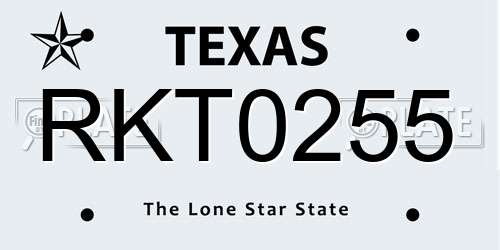RKT0255 Texas License Plate