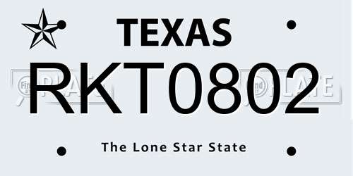 RKT0802 Texas License Plate