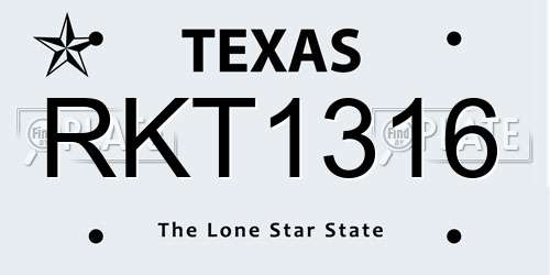 RKT1316 Texas License Plate