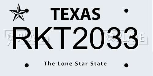 RKT2033 Texas License Plate