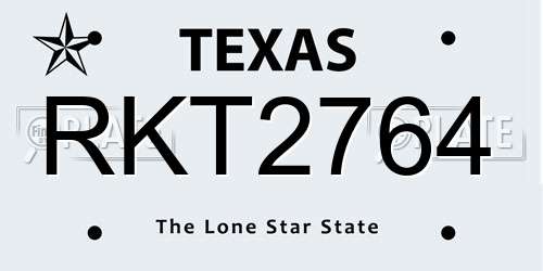 RKT2764 Texas License Plate