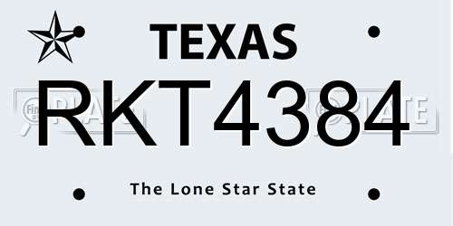 RKT4384 Texas License Plate