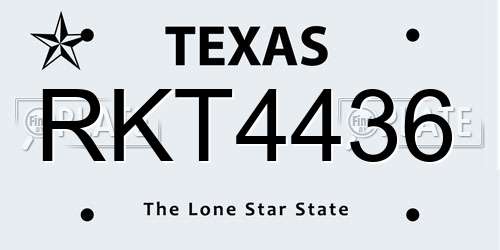 RKT4436 Texas License Plate