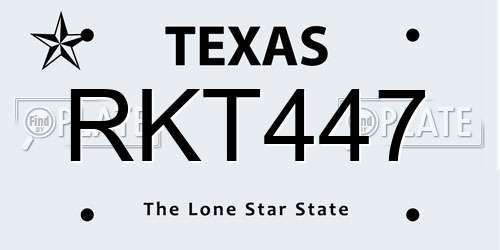RKT447 Texas License Plate