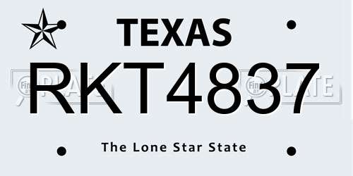 RKT4837 Texas License Plate