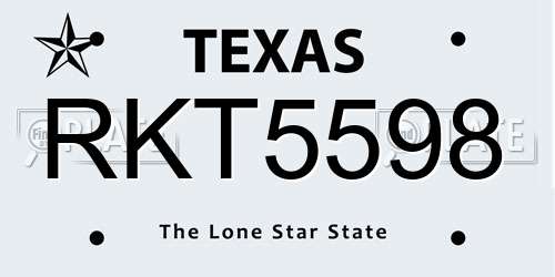 RKT5598 Texas License Plate