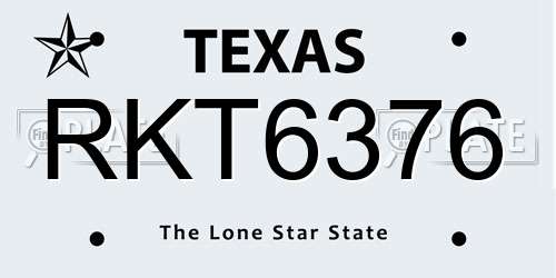 RKT6376 Texas License Plate