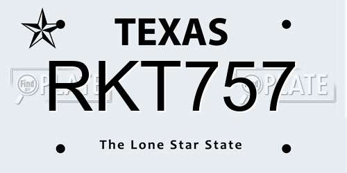 RKT757 Texas License Plate