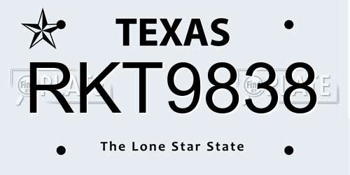 RKT9838 Texas License Plate