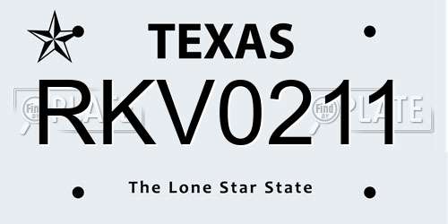 RKV0211 Texas License Plate