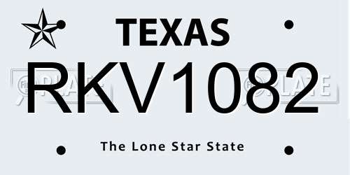 RKV1082 Texas License Plate