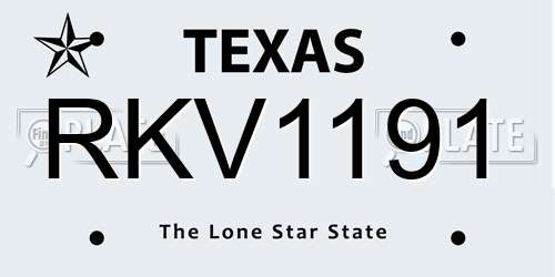 RKV1191 Texas License Plate