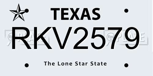 RKV2579 Texas License Plate