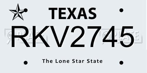 RKV2745 Texas License Plate
